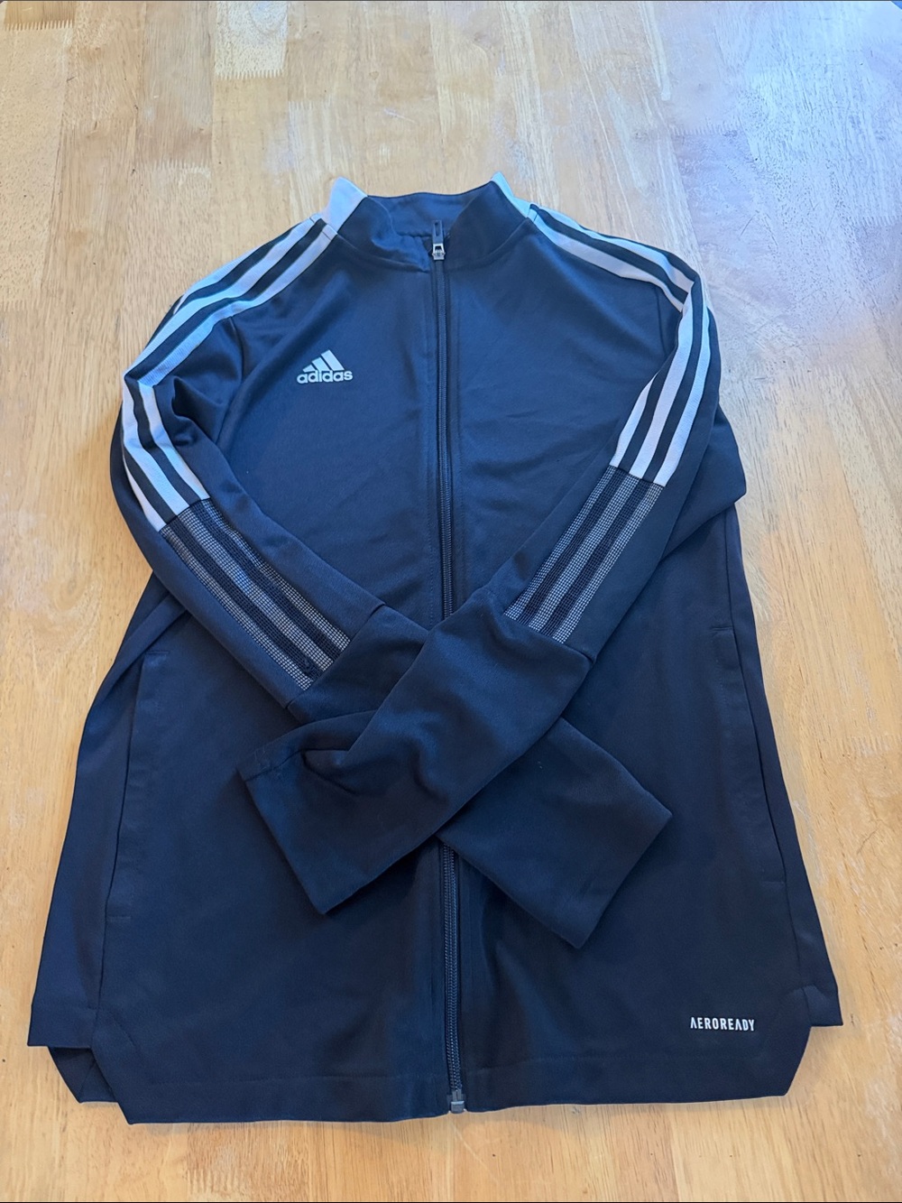 adidas Black Track Jacket with White Three-Stripes
